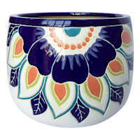 Hand Painted Feather Outdoor Planter, Medium