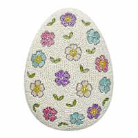 Ditsy Floral Egg Beaded Easter Throw Pillow, 13x16