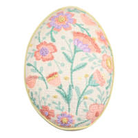 Egg Shaped Flower Embroidered Easter Throw Pillow, 12x15