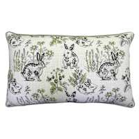 Bunny Garden Embroidered Easter Throw Pillow, 14x24