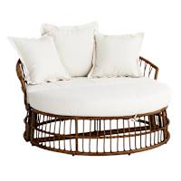 Found & Fable Puebla Day Bed Natural Wicker with Natural Canvas Cushions 2-Piece Set
