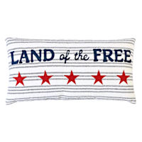 Homespun Land Of The Free Embroidered Throw Pillow, 14x26