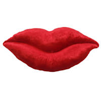 Red Crushed Velvet Lips Shaped Pillow, 10x22