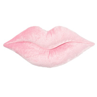 Pink Crushed Velvet Lips Shaped Pillow, 10x22