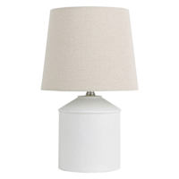 Honeybloom White Ceramic Textured Small Lamp with Shade, 18"