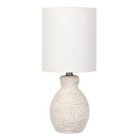 White Ribbed Mini Table Lamp with Shade, 12"