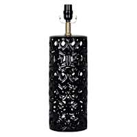 Black Ceramic Cutout Medium Table Lamp Base, 19"