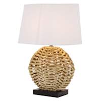 Water Hyacinth Natural Weaving Small Table Lamp with Shade, 17"