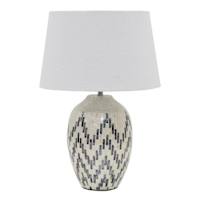 Found & Fable White & Blue Tile Chevron Large Table Lamp with Shade, 28"