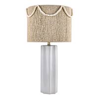 Distressed Ribbed Medium Table Lamp with Natural Rope Beaded Shade, 27"