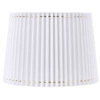 White Stitched Pleat Medium Table Taper Lamp Shade, 12x14x10