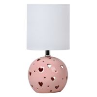 Pink Ceramic Heart Cutout Mini Lamp 12In