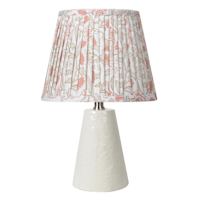Grey Ceramic Small Table Lamp with Pleated Patterned Shade, 15"