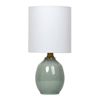 Green Ceramic Speckled Mini Table Lamp with Shade, 12"