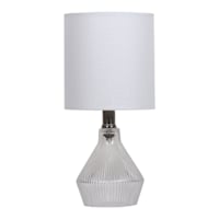 Clear Glass Ribbed Mini Table Lamp with Shade, 12"