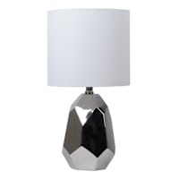 Crosby St. Silver Ceramic Geode Small Table Lamp with Shade, 19.5"