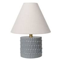 Grey Ceramic Textured Small Table Lamp with Shade, 15"