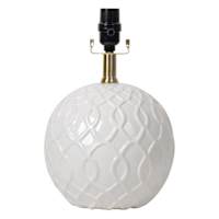 White Ceramic Patterned Round Small Lamp Base, 13"