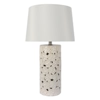 White Ceramic Floral Cutout Medium Table Lamp with Shade, 25"