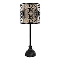 Black Spindle Medium Table Lamp with Cutout Shade 24"