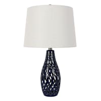 Navy Ceramic Cutout Medium Table Lamp with Shade, 24"