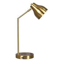 Gold Metal Desk Lamp with Wireless Charging, 20"