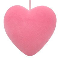 Pink Flocked Hanging Heart, 6"