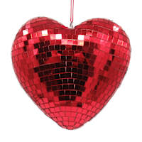 Red Disco Hanging Heart, 6"