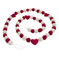 Red & White Heart Felt Garland, 72"