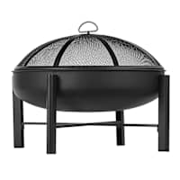 Deep Bowl Round Fire Pit Wood Grate Mesh Screen with Poker, 26"
