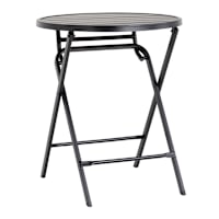 Crosby St. Slat Metal Patio Folding Table, Black