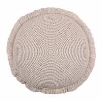 Found & Fable Taupe Knitted Round Throw Pillow with Fringe, 16"