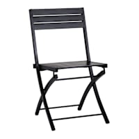 Crosby St. Slat Metal Patio Folding Chair, Black