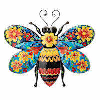 Talavera Metal Bee Outdoor Wall Decor, 14"