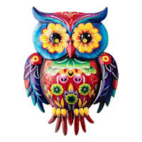 Talavera Metal Owl Outdoor Wall Decor, 11"