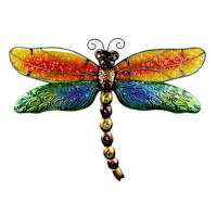 Dragonfly Metal Glass Outdoor Wall Decor, 12.2"