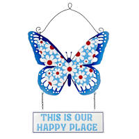 Sunny Club Metal This Is Our Happy Place Butterfly Outdoor Wall Decor, 13"