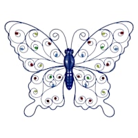 Sunny Club Dark Blue Metal Beaded Butterfly Outdoor Wall Decor, 20"