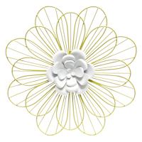 Sunny Club Yellow Metal Wire Flower Outdoor Wall Decor, 18"