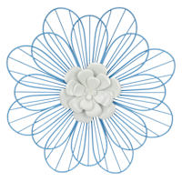 Sunny Club Blue Metal Wire Flower Outdoor Wall Decor, 18"
