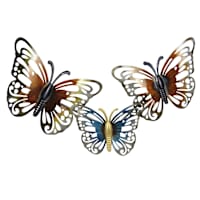Metal Bronzed Butterfly Trio Wall Decor, 31"