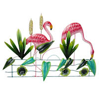 Metal Flamingos Outdoor Wall Decor, 29"