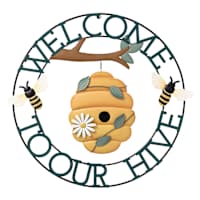 Honeybloom Welcome to Our Hive Metal Outdoor Wall Sign, 23"
