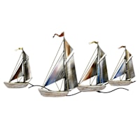 Metal Four Sailboats Wall Decor, 28"