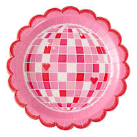 12-Pack Pink Disco Paper Dinner Plates, 9"