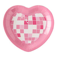 12-Pack Die Cut Disco Heart Plate, 7"