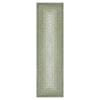 (B893) Green Ombre Flatweave Runner, 2x7