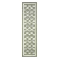 (E536) Honeybloom Green Checkerboard Runner, 2x7