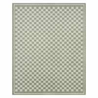 (E536) Honeybloom Green Checkerboard Area Rug, 8x10