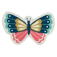 Multi-Colored Butterfly Shaped Hook Tufted Outdoor Accent Rug, 18x30